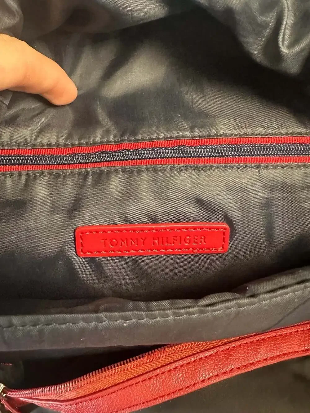 Tommy Hilfiger Black and Red Nylon Backpack